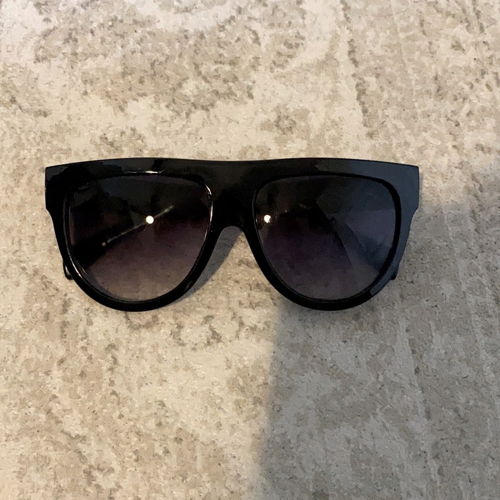 Designer inspired black shield sunglasses